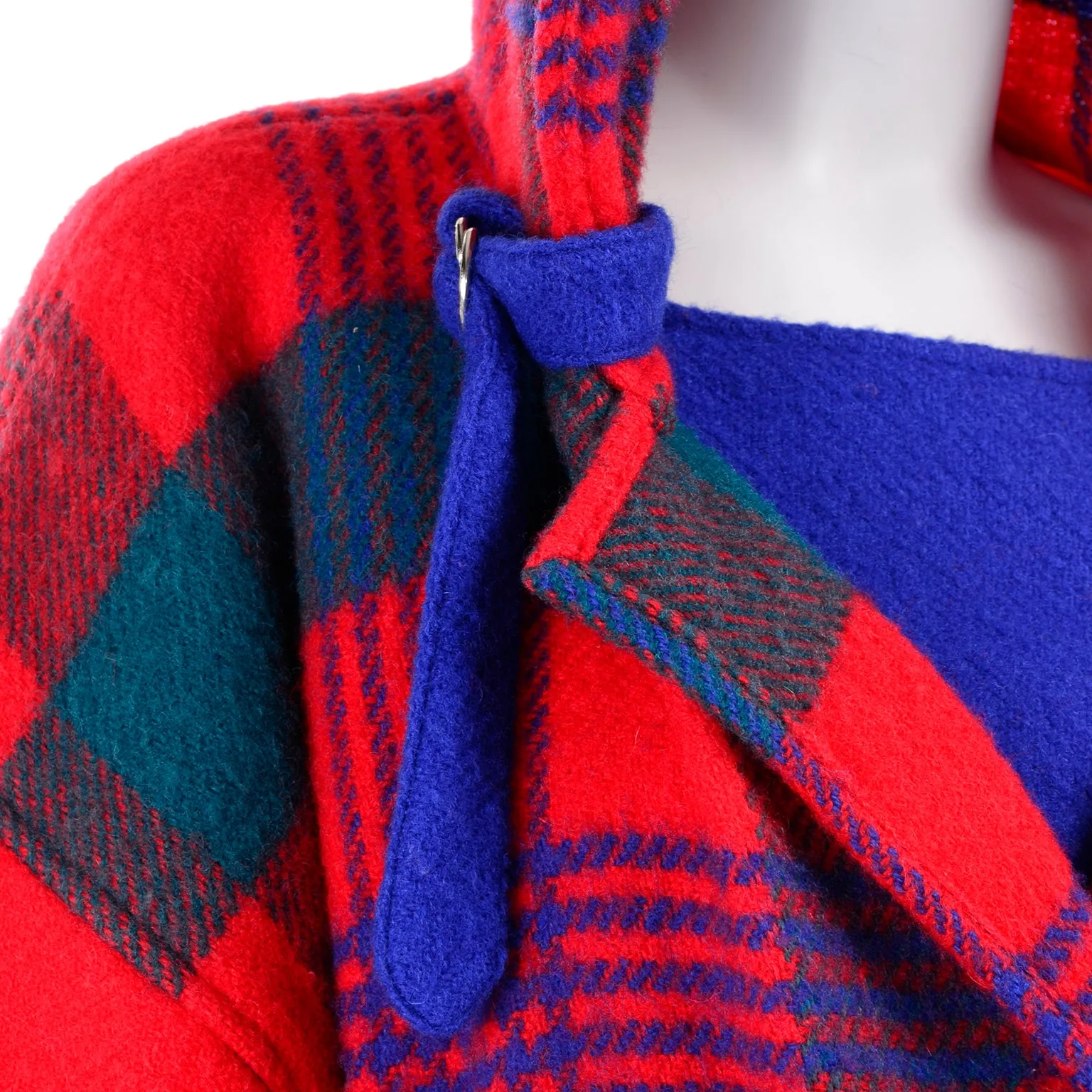 1980s Jean Charles de Castelbajac Red & Blue Plaid Vintage Blanket Coat