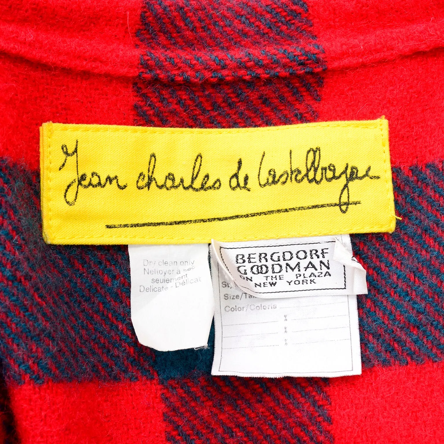 1980s Jean Charles de Castelbajac Red & Blue Plaid Vintage Blanket Coat