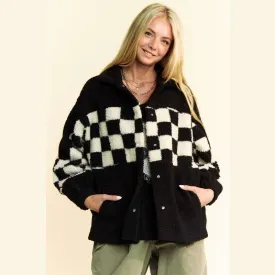 About You Checkered Faux Fur Jacket