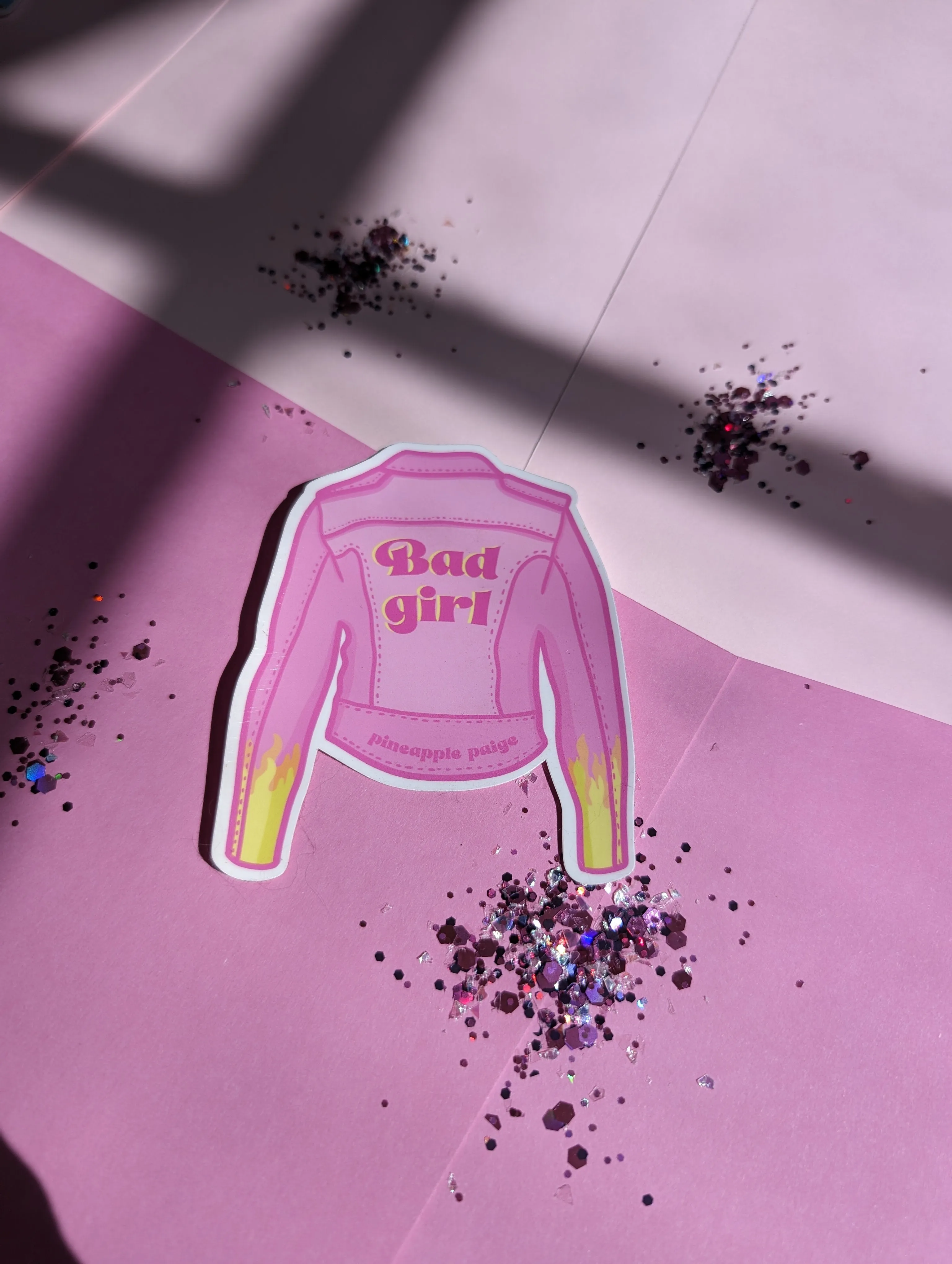 Bad Girl - Pink Motorbike Jacket Sticker