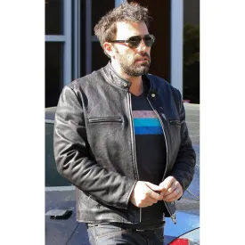 Ben Affleck Black Leather Biker Jacket