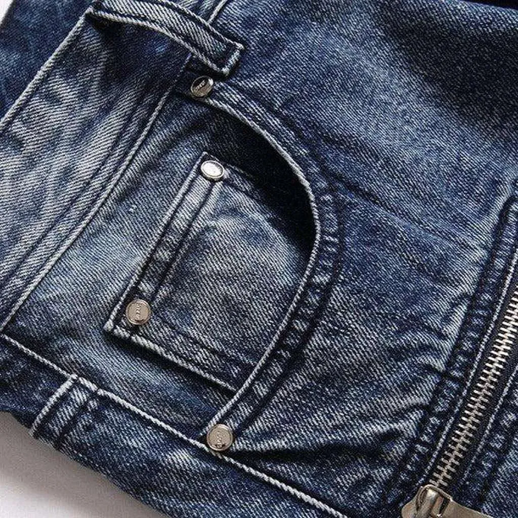 Biker jeans with zippers