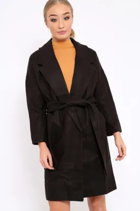 Black Long Duster Coat - Nina