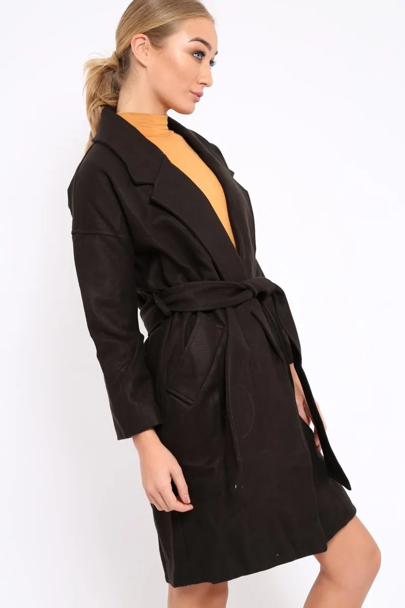 Black Long Duster Coat - Nina