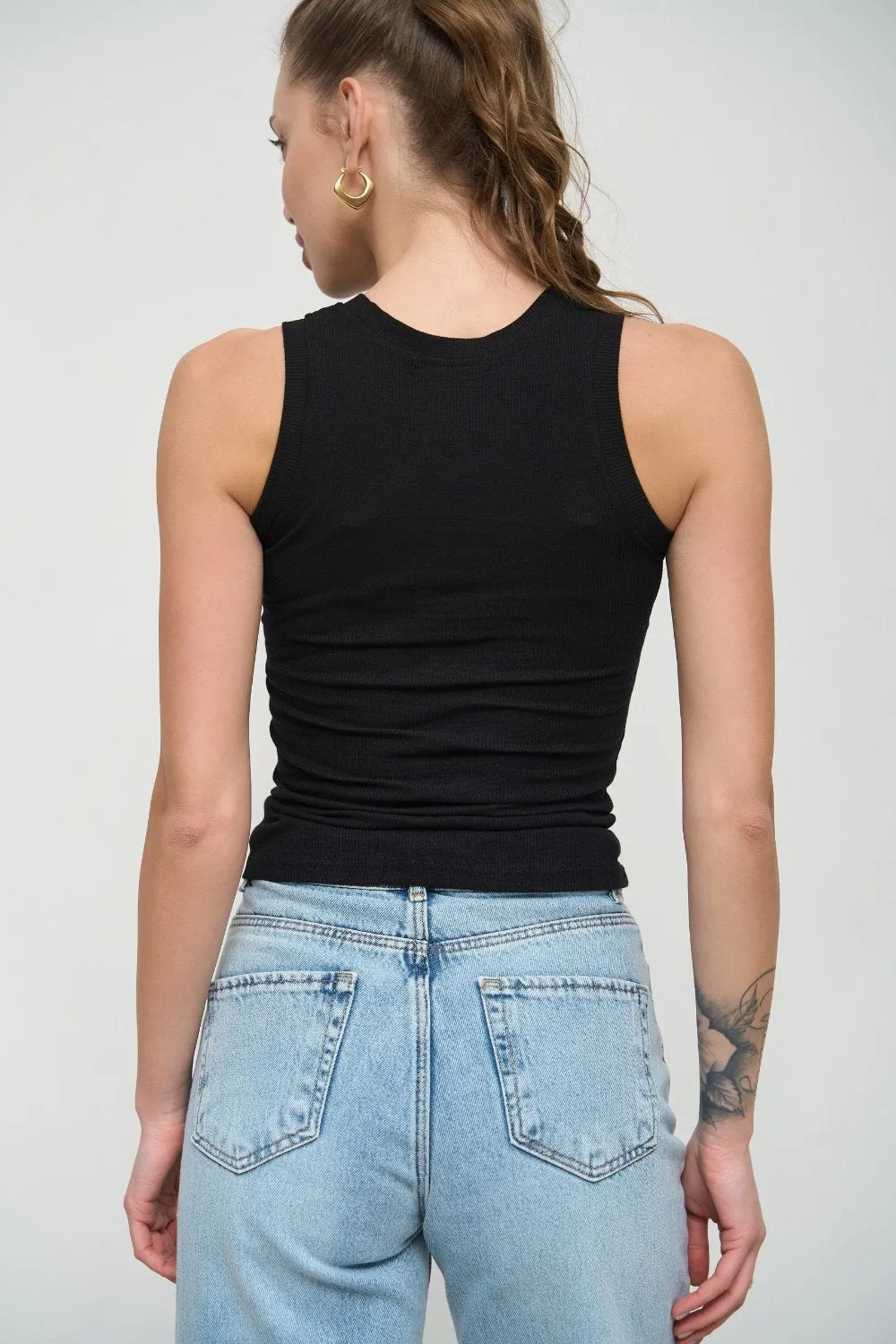 Black Sleeveless Ribbed Top