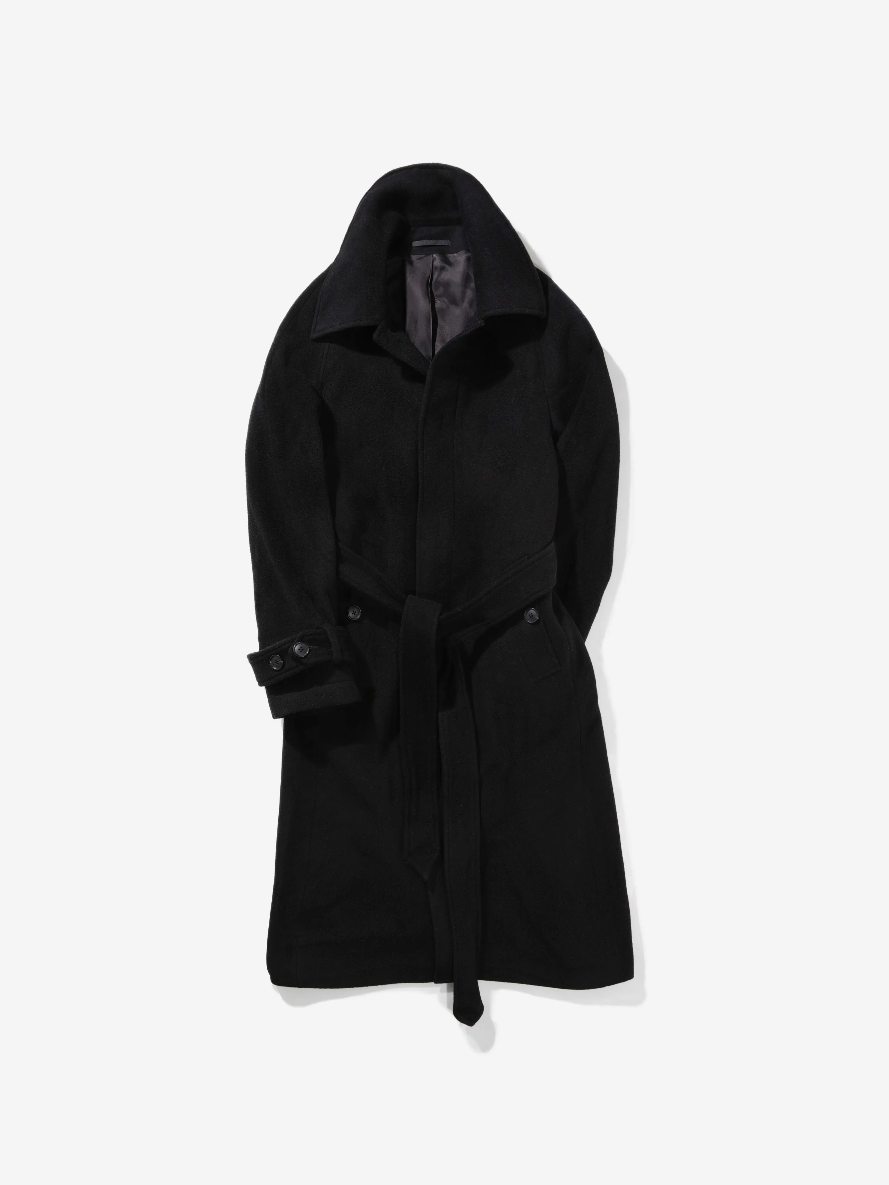 Black Virgin Wool Raglan Coat