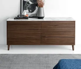 Boston Dresser w/ Marble By Calligaris in Walnut finish