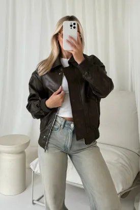 Caitlin brown faux leather jacket