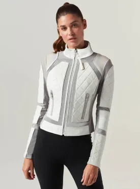 Classic Leather Mesh Moto - White / Gray