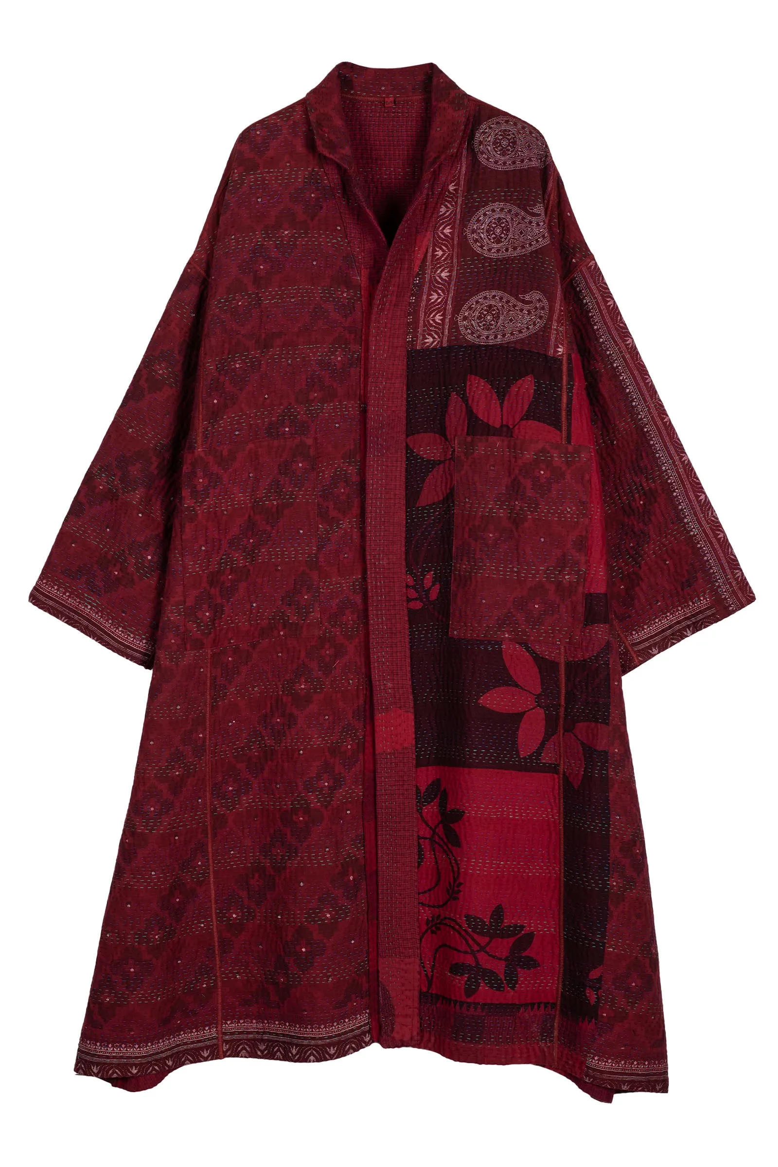 COTTON OVER DYE KANTHA OVERSIZED COAT - ov4326-0007a -