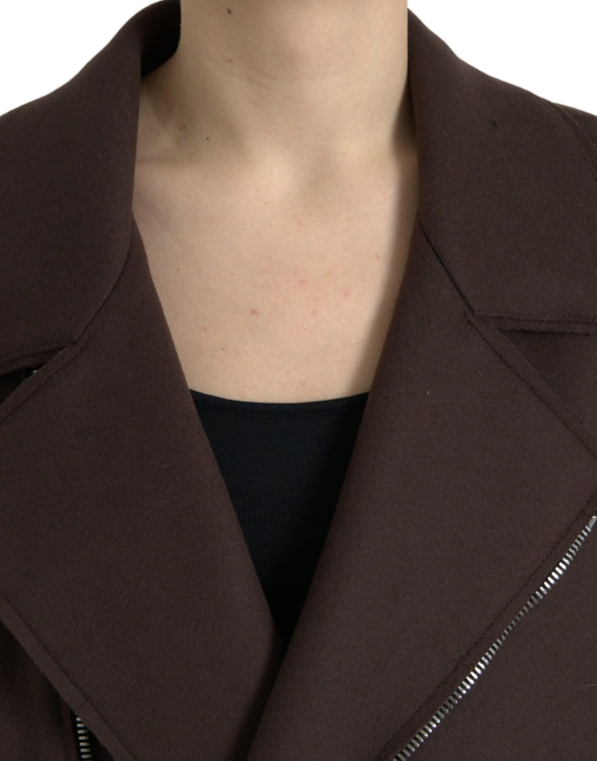 Dolce & Gabbana Brown Biker Wool Jacket