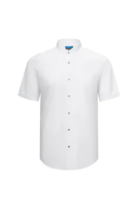 Dry Wicking Stand Collar Casual Shirt in Smart Fit Short Sleeve