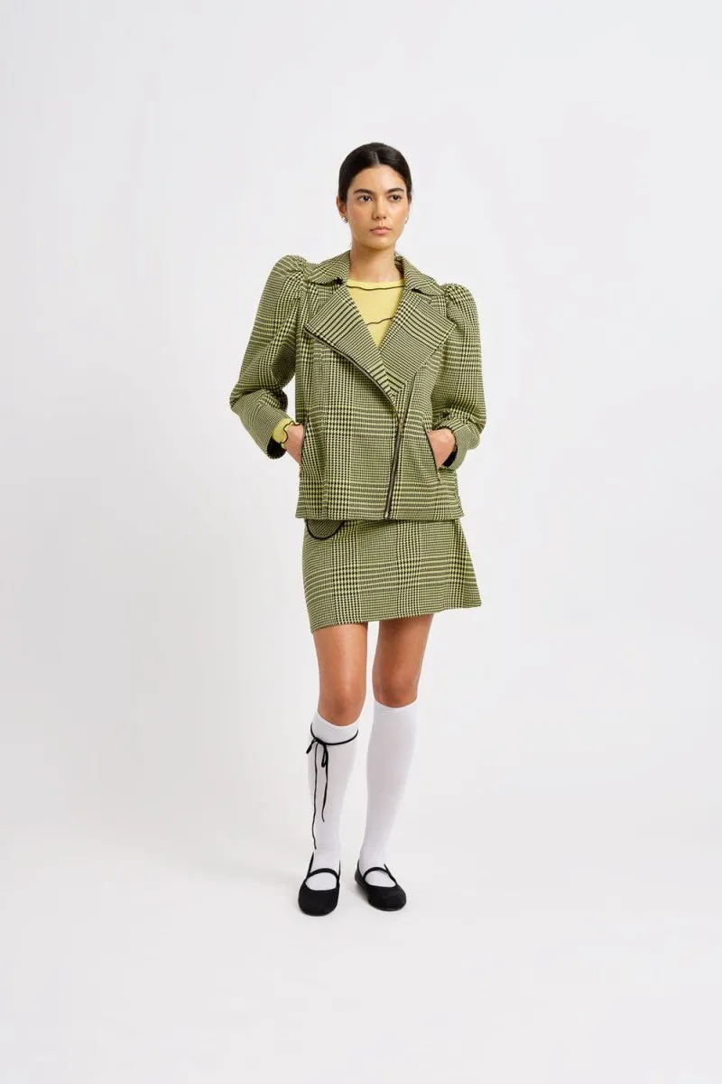 Eliza Faulkner Valentine Moto Coat - Clueless Yellow Plaid (Online Exclusive)