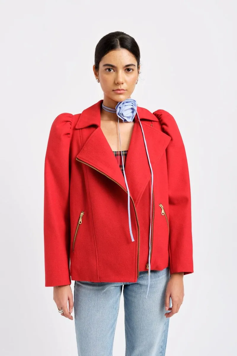 Eliza Faulkner Valentine Moto Coat - Red