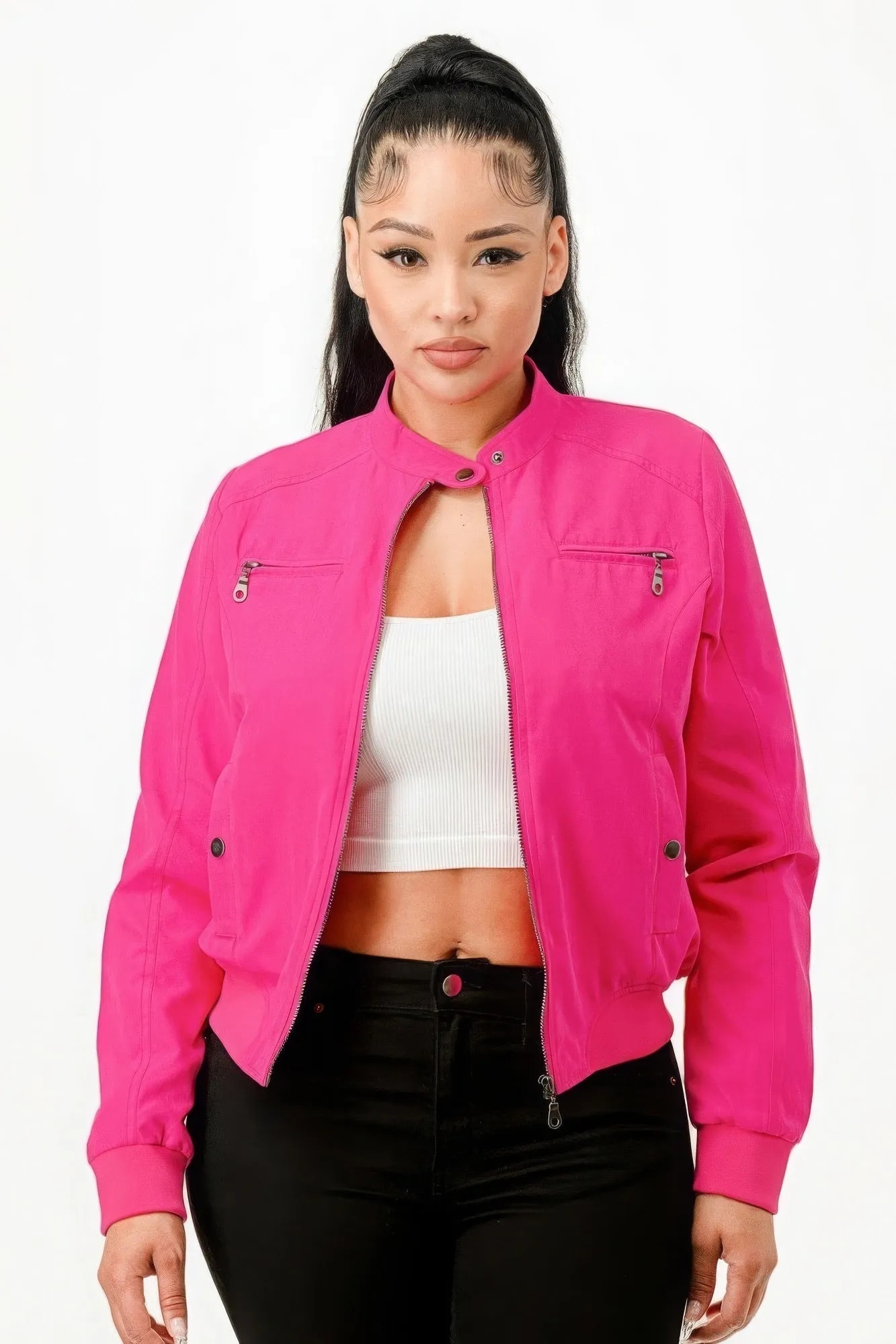 Fashion Forward Casual Zip Up Biker Moto Jacket