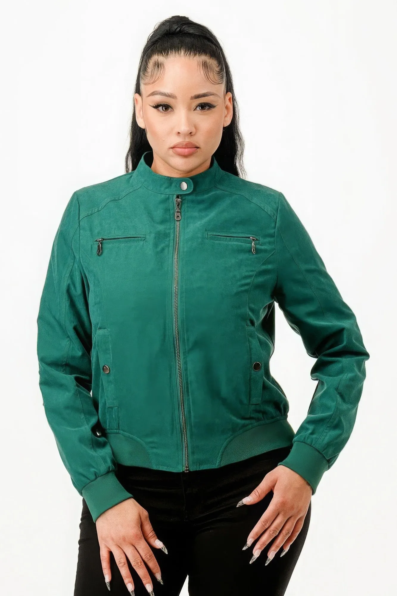 Fashion Forward Casual Zip Up Biker Moto Jacket