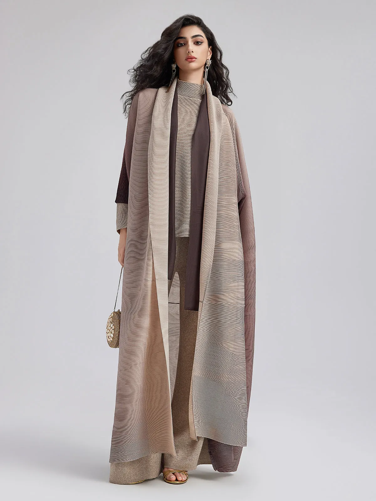 Gradient Pleated Oversized Coat