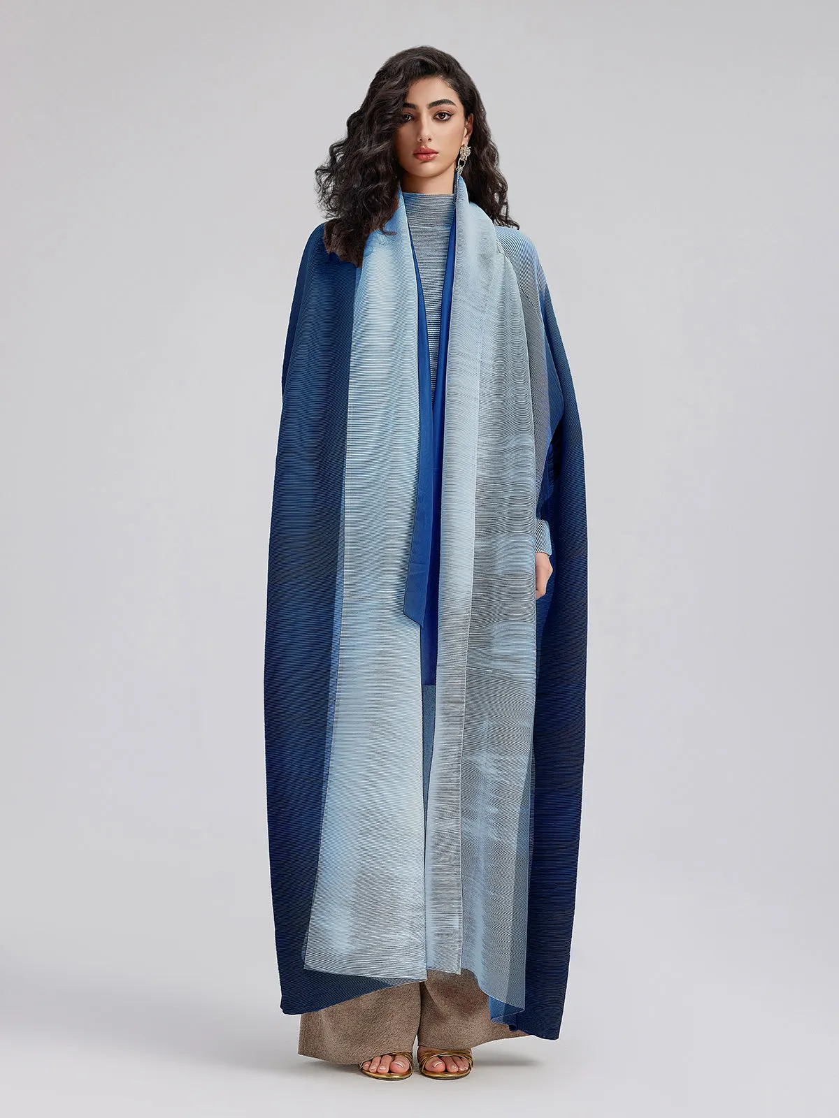 Gradient Pleated Oversized Coat