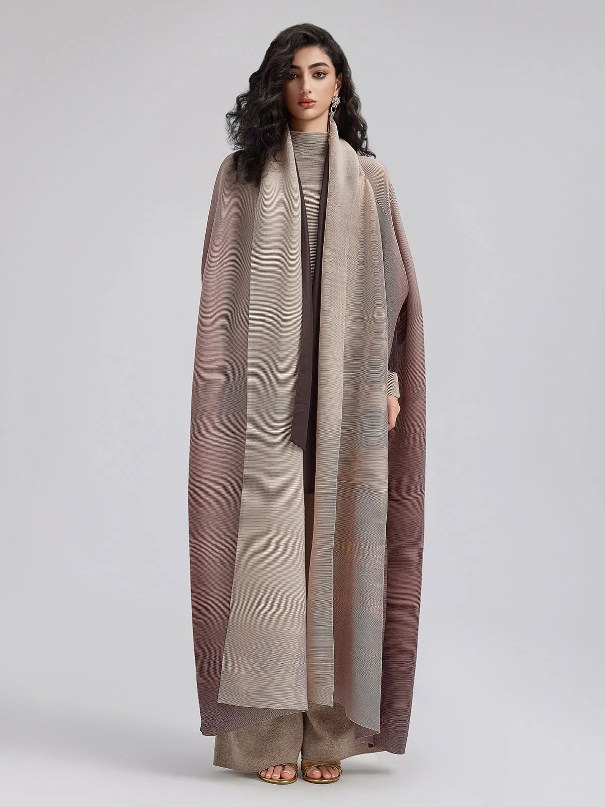 Gradient Pleated Oversized Coat