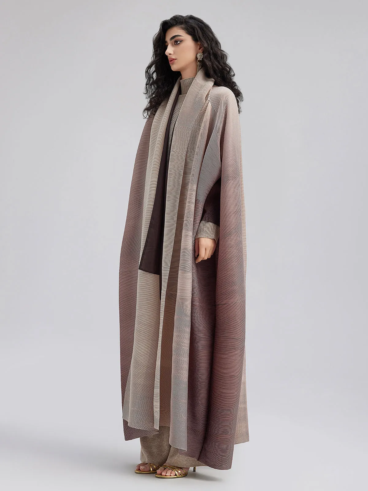 Gradient Pleated Oversized Coat