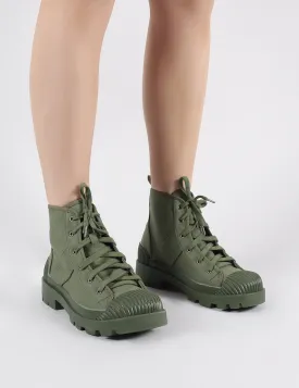 Greenland Ankle Boots in Khaki Canvas