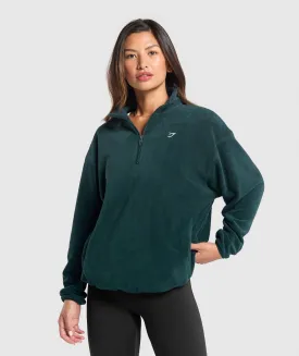 Gymshark Mens Polar Fleece Half-Zip Pullover - Strong Teal Color