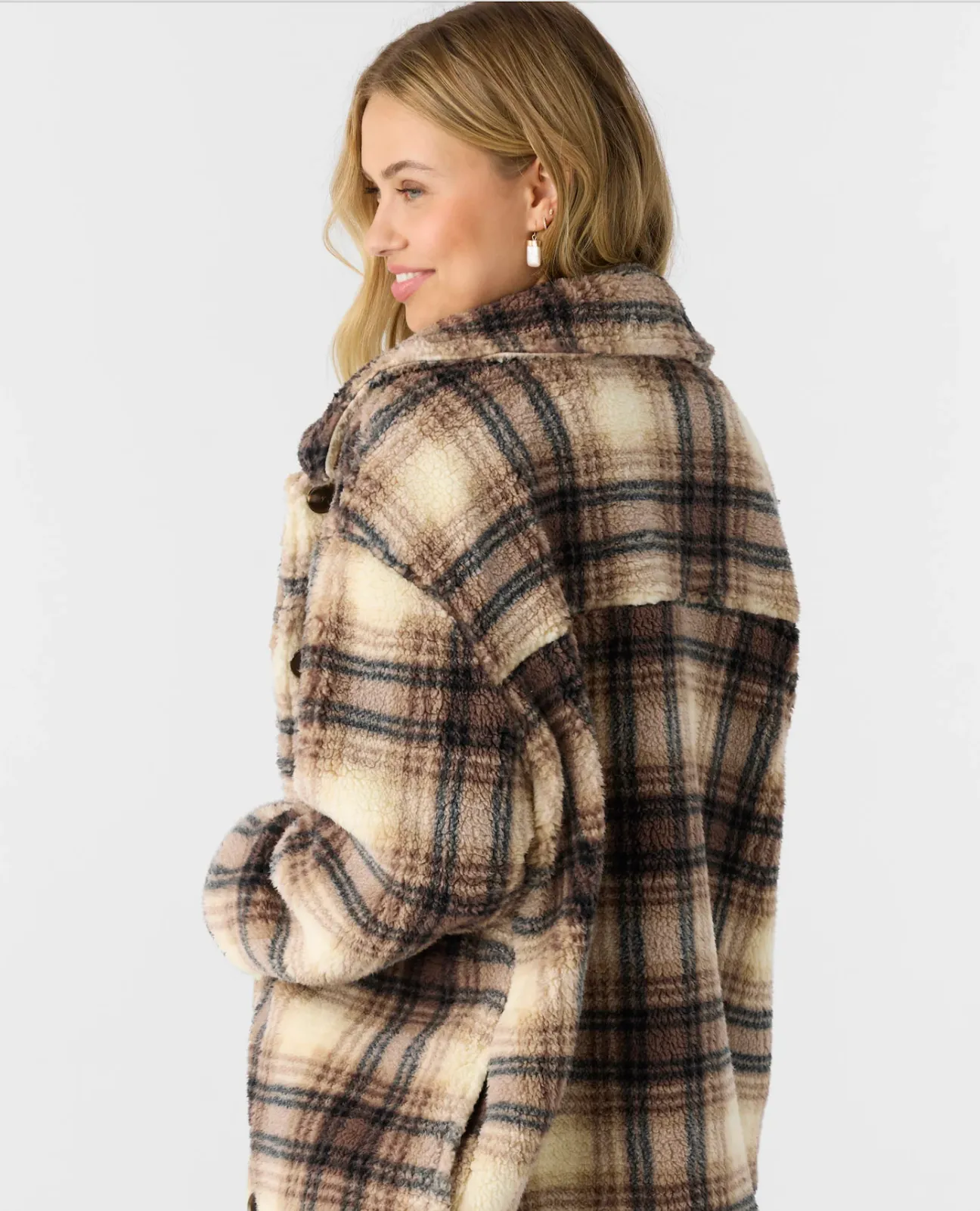 Heath Plaid Fleece Jacket - Brown