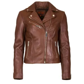 Helium Ghost Real Leather Lamb Nappa Biker Jacket Dark Tan 5031