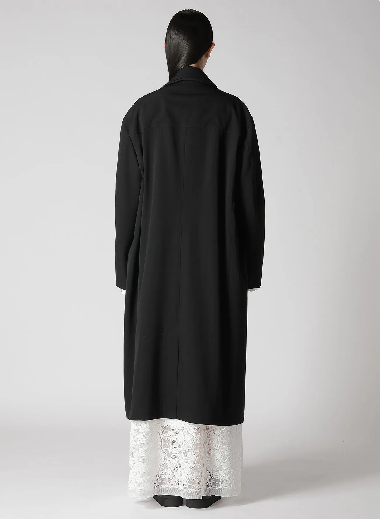 HIGH TWISTED WASHER WOOL GABARDINE DOUBLE LAYERED COAT