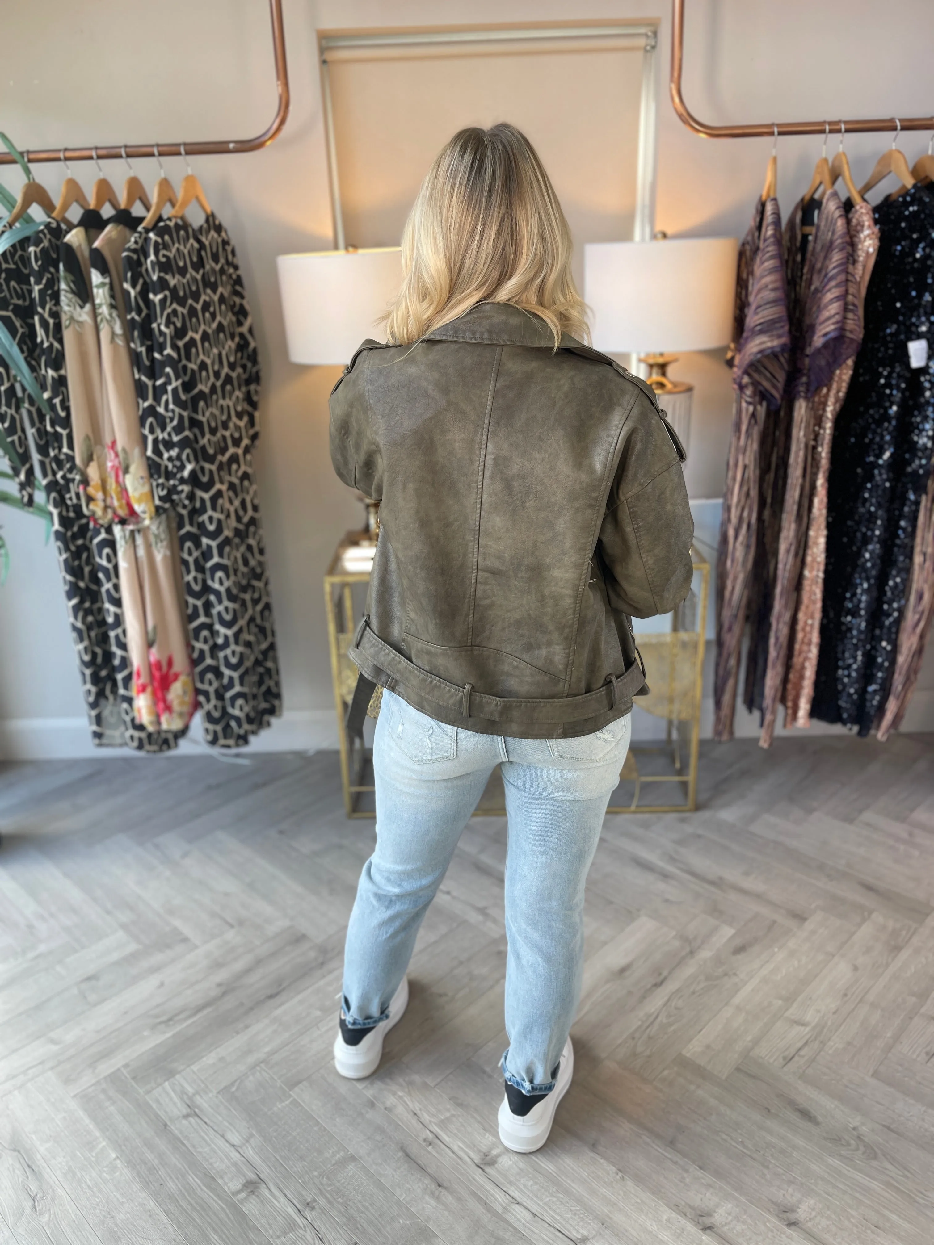 Jade Biker Jacket Taupe