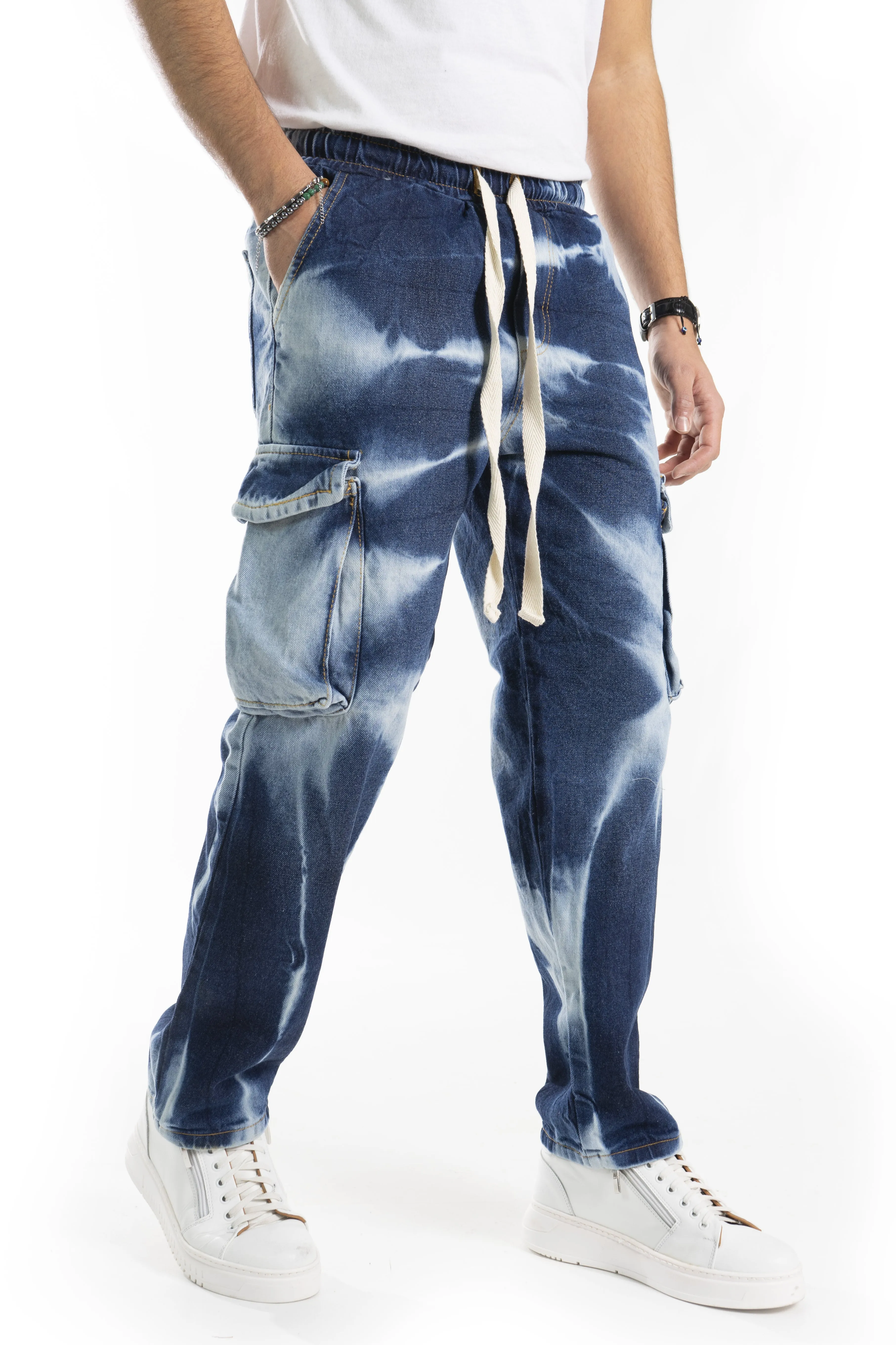 Jeans Uomo Vita Jogger Cargo Bicolore Art. JS427