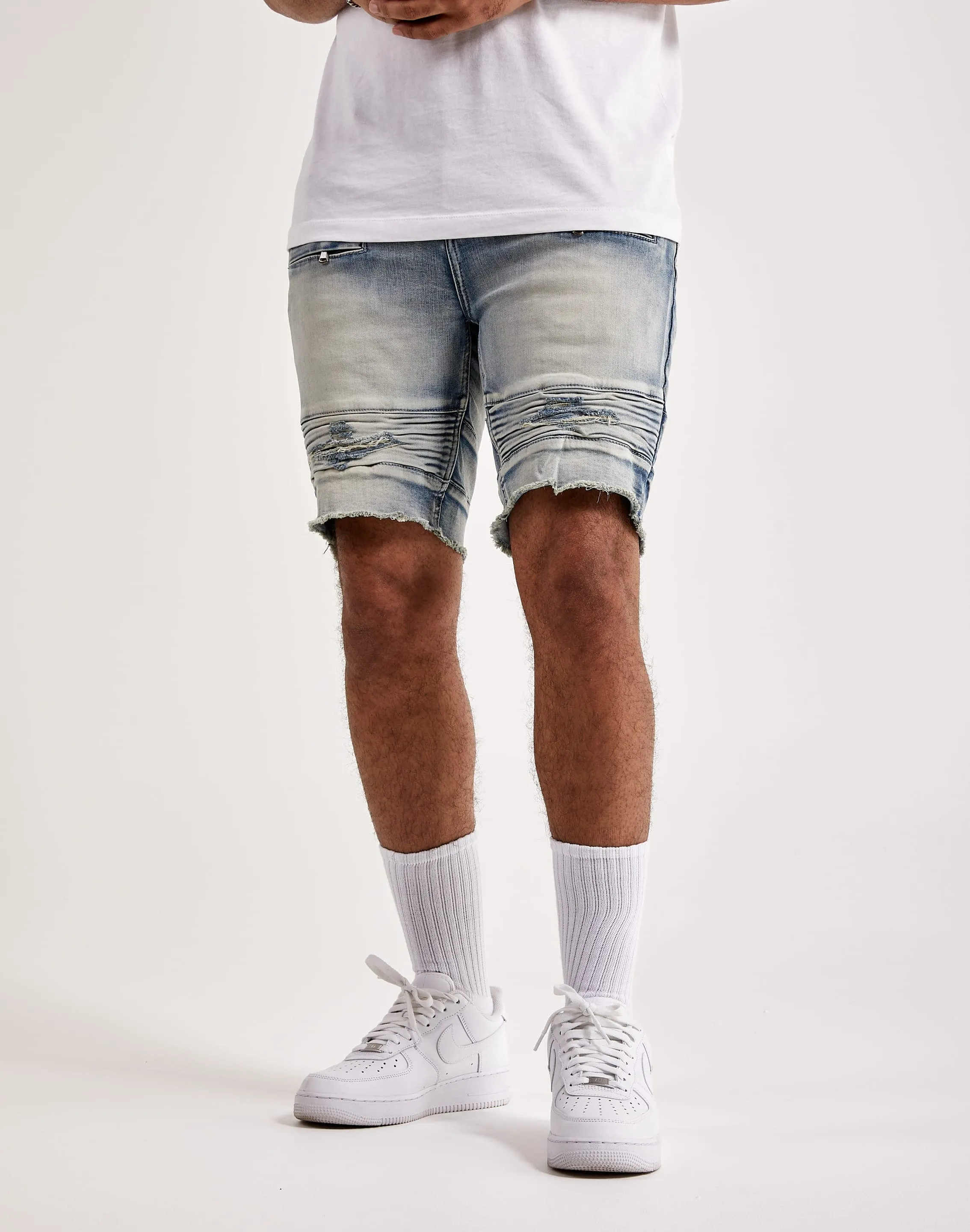 Kilogram Moto Denim Shorts