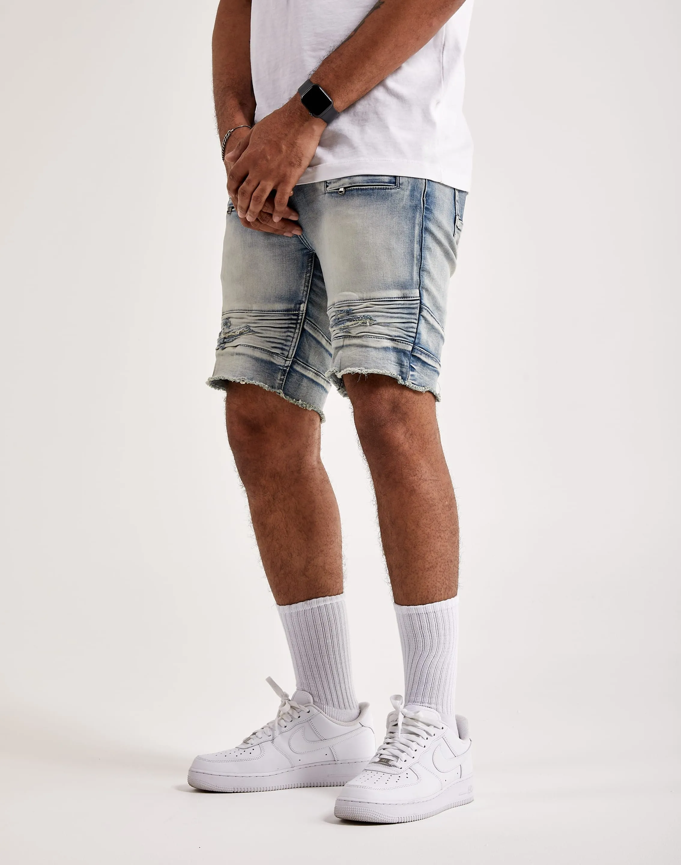 Kilogram Moto Denim Shorts