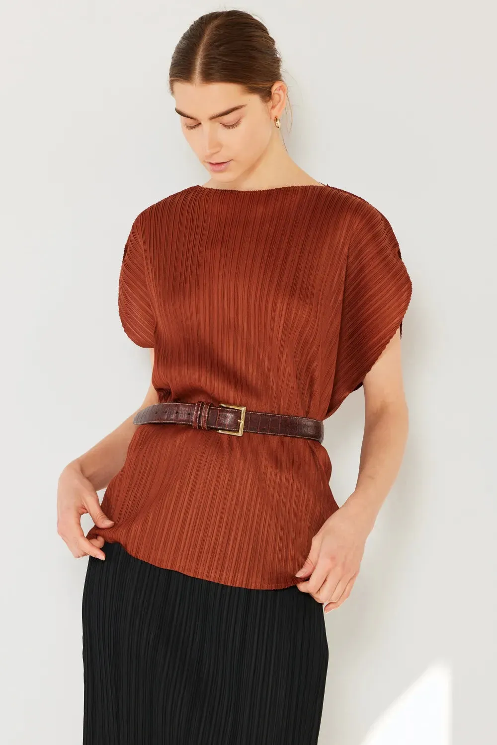 leated Oversized Dolman Sleeve Top