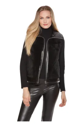 Linda Richards Shearling Moto Vest WB-644 | Black