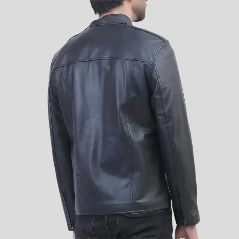 Mens Black Biker Leather Jacket