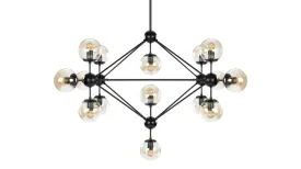 Moto - Moto Chandelier, Large, Smoked Glass and Black