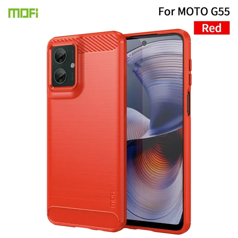 Motorola Moto G55 5G MOFI Carbon Fiber Cover - Rød