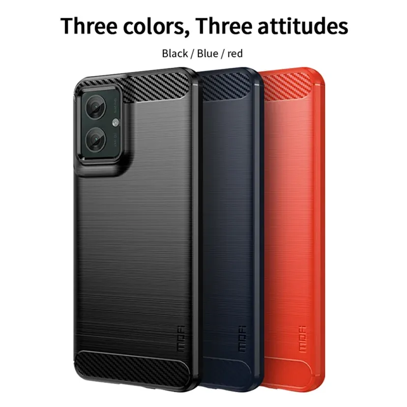 Motorola Moto G55 5G MOFI Carbon Fiber Cover - Rød