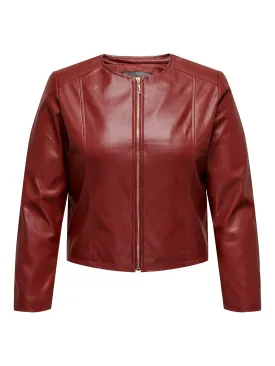 Only Carmakoma Echo Faux Leather Jacket in Red