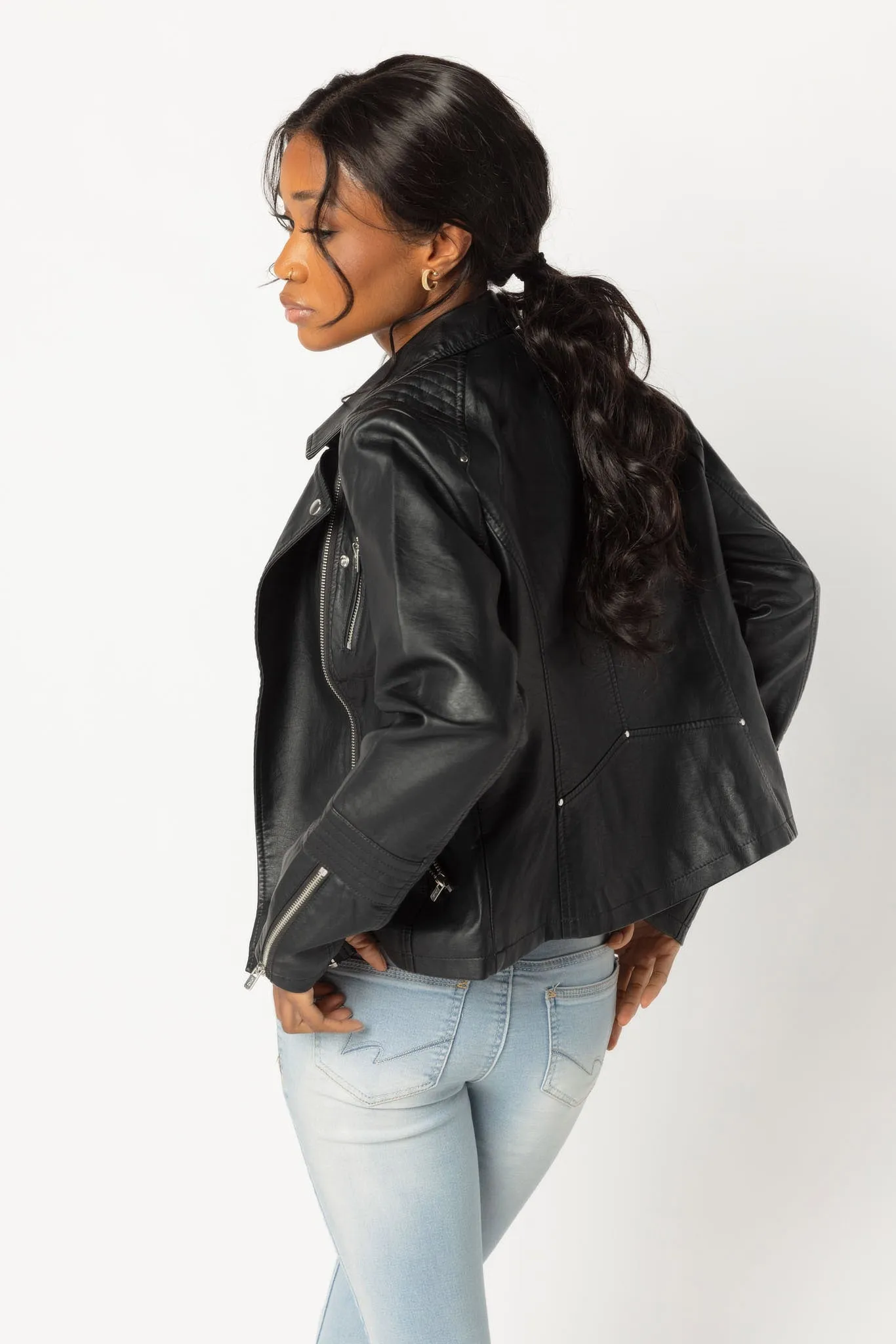 Only Gemma Faux Leather Biker Jacket