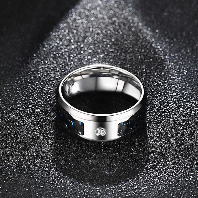 Pacific Carbon Fiber Rhinestone Ring