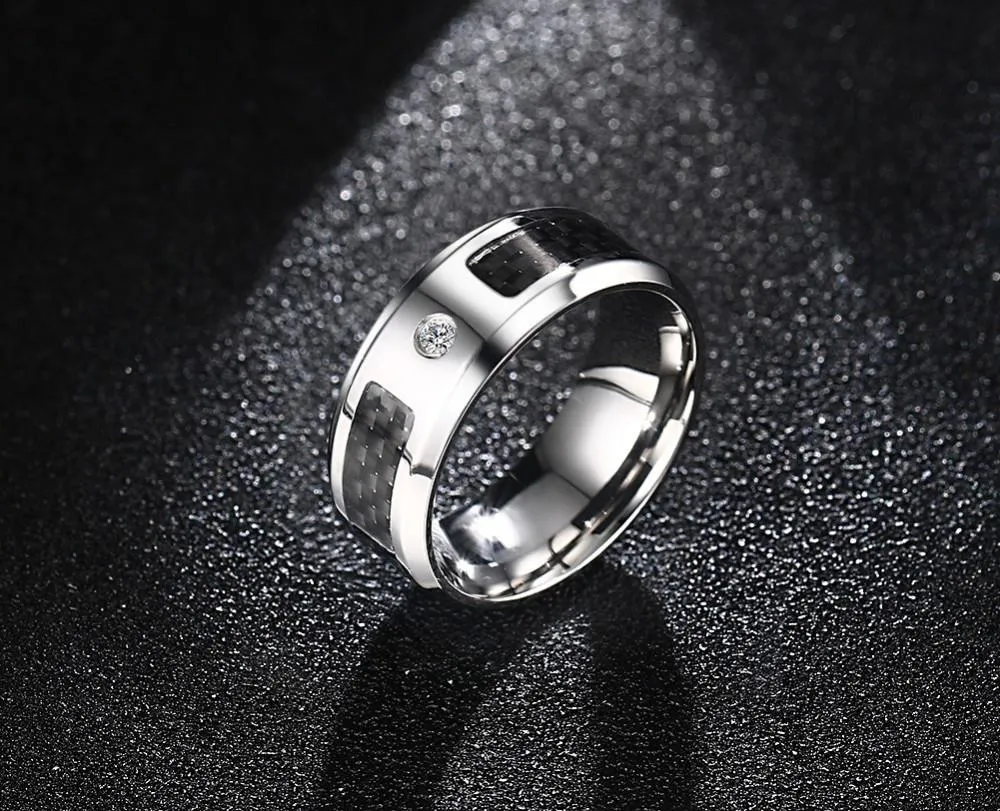 Pacific Carbon Fiber Rhinestone Ring