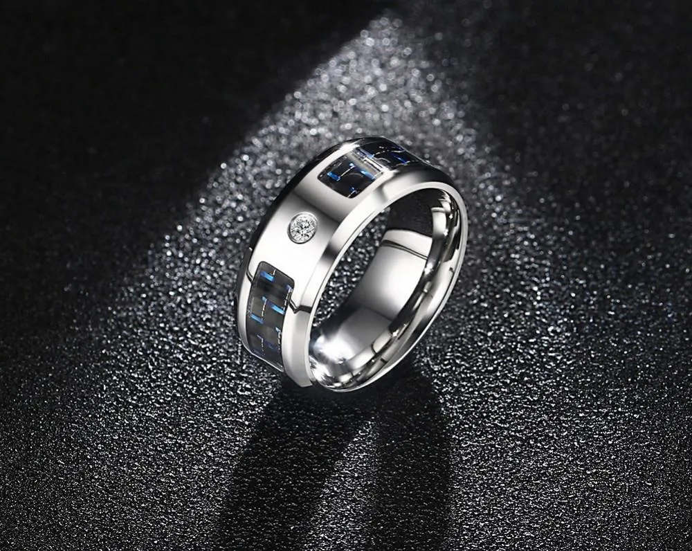 Pacific Carbon Fiber Rhinestone Ring