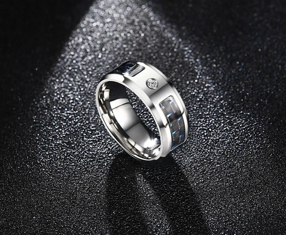 Pacific Carbon Fiber Rhinestone Ring