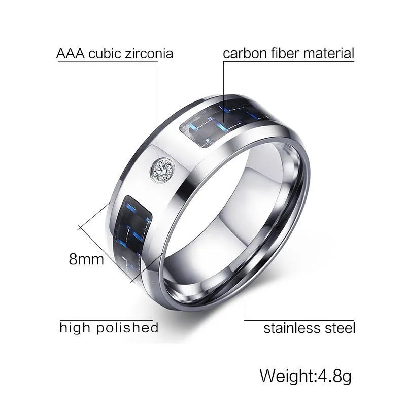 Pacific Carbon Fiber Rhinestone Ring