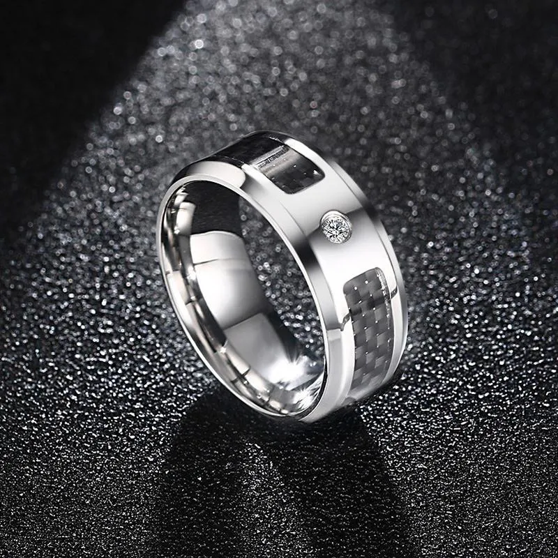 Pacific Carbon Fiber Rhinestone Ring