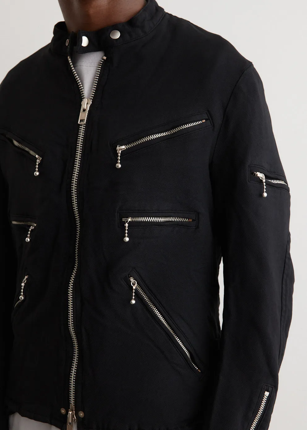 Polyester Serge Overdyed Biker Jacket