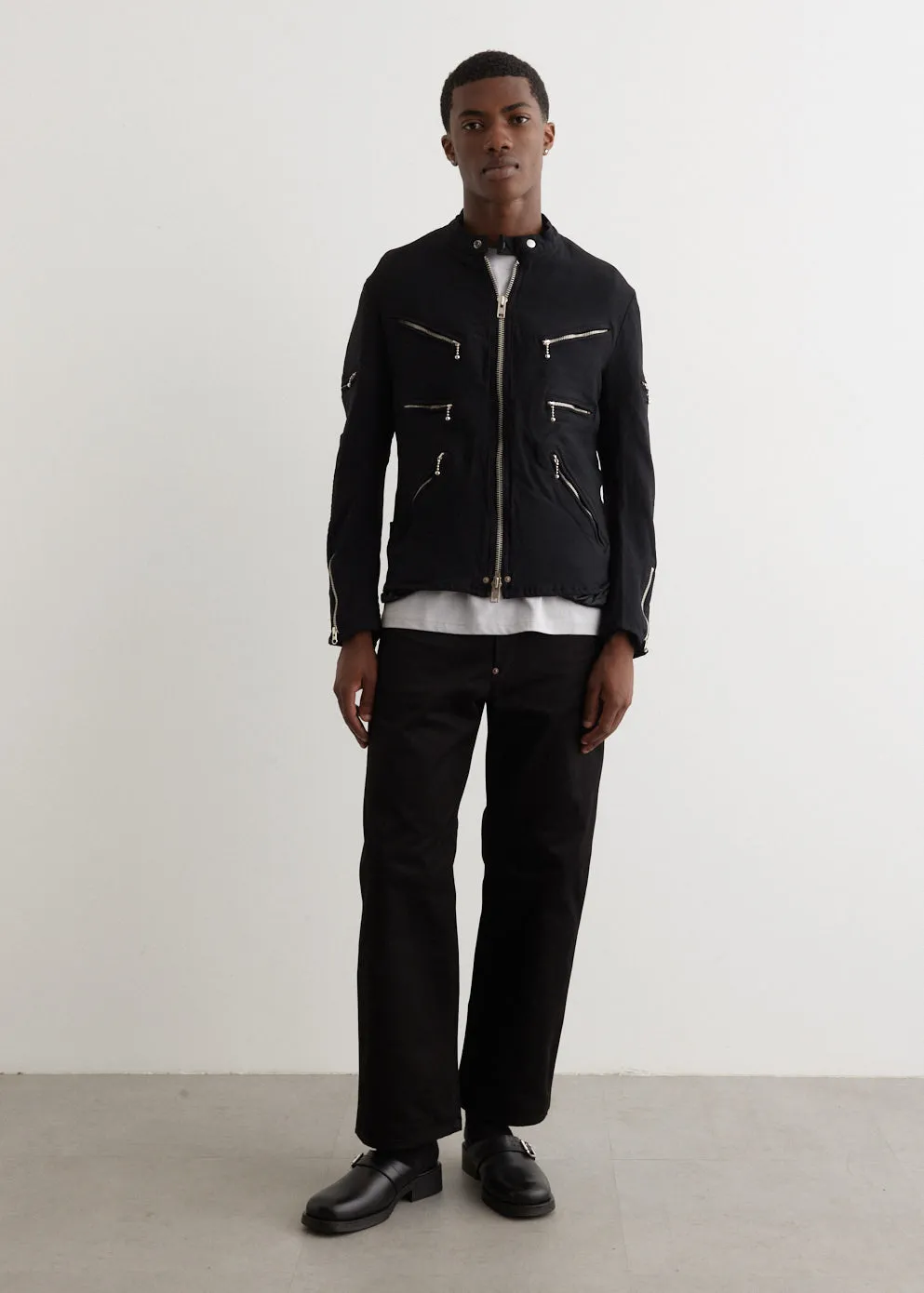 Polyester Serge Overdyed Biker Jacket