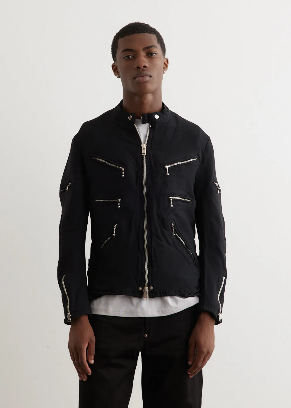 Polyester Serge Overdyed Biker Jacket